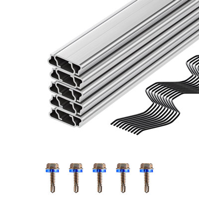 Serre à ressorts et canal de serrure, 6,56 pi de fil ondulé recouvert de PVC et ensemble de canaux en alliage d'aluminium avec vis incluses, 0,05 po d'épaisseur, film poly et accessoires de toile d'ombrage