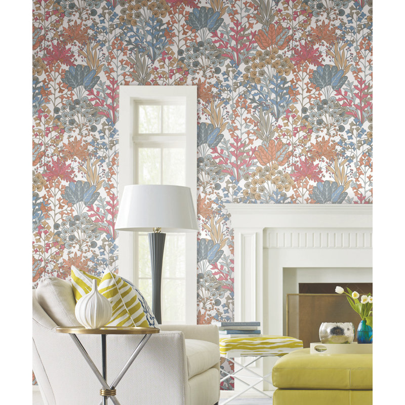 Floral Wallpaper Roll, Coral