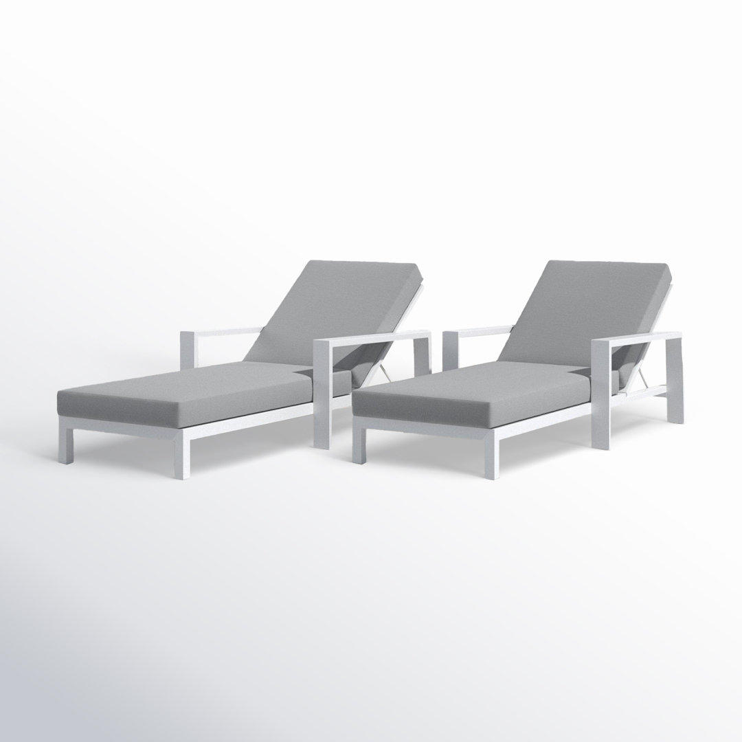 Hoyt 35'' Outdoor Metal Chaise Lounge (Set of 2) AllModern Frame Color/Cushion 