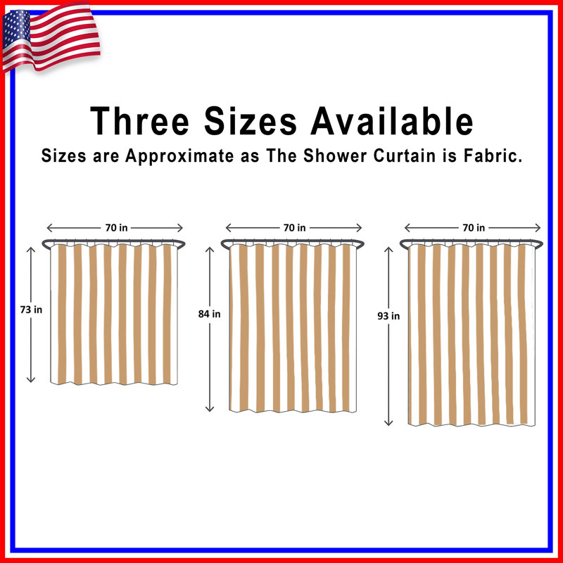 Beige Vertical Stripes Shower Curtains Extra Long, L 70 po x H 84 po