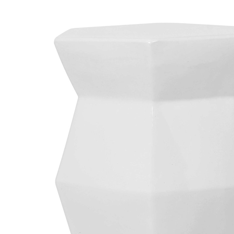 Tabouret de bar 13 po x 16,75 po en céramique émaillée - Table d'appoint intérieure / extérieure - Tabouret de jardin décoratif
