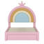 Lit tapissier design arc-en-ciel, lit plateforme en velours avec tiroir de rangement, aucun sommier nécessaire, coloré et rose-803288399