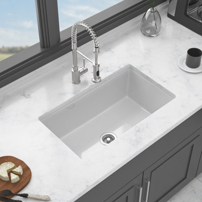 Évier de cuisine encastré 30 "x 18" x 10 "en argile réfractaire à double cuve en porcelaine blanche