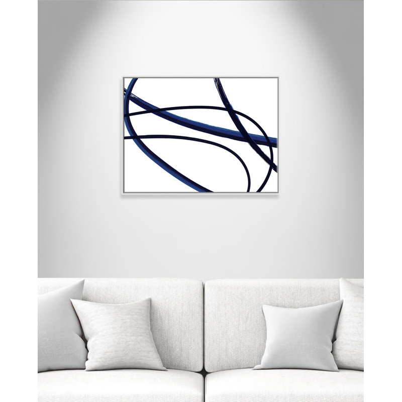 «Brush in Motion - Indigo II - Floater Frame», reproduction d'art sur toile, H 22 po x l 28 po x P 2 po, Cadre blanc