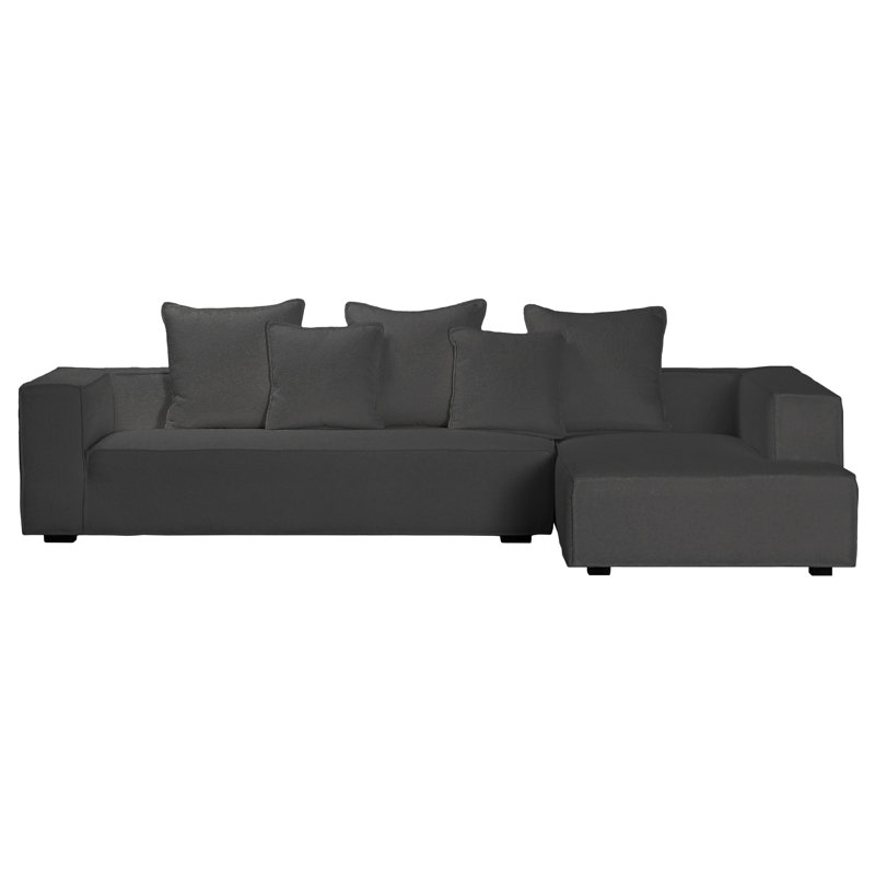 Canapé modulaire rembourré de 118 po avec méridienne Winnetka, Boucle blanche naturelle, Face à la droite