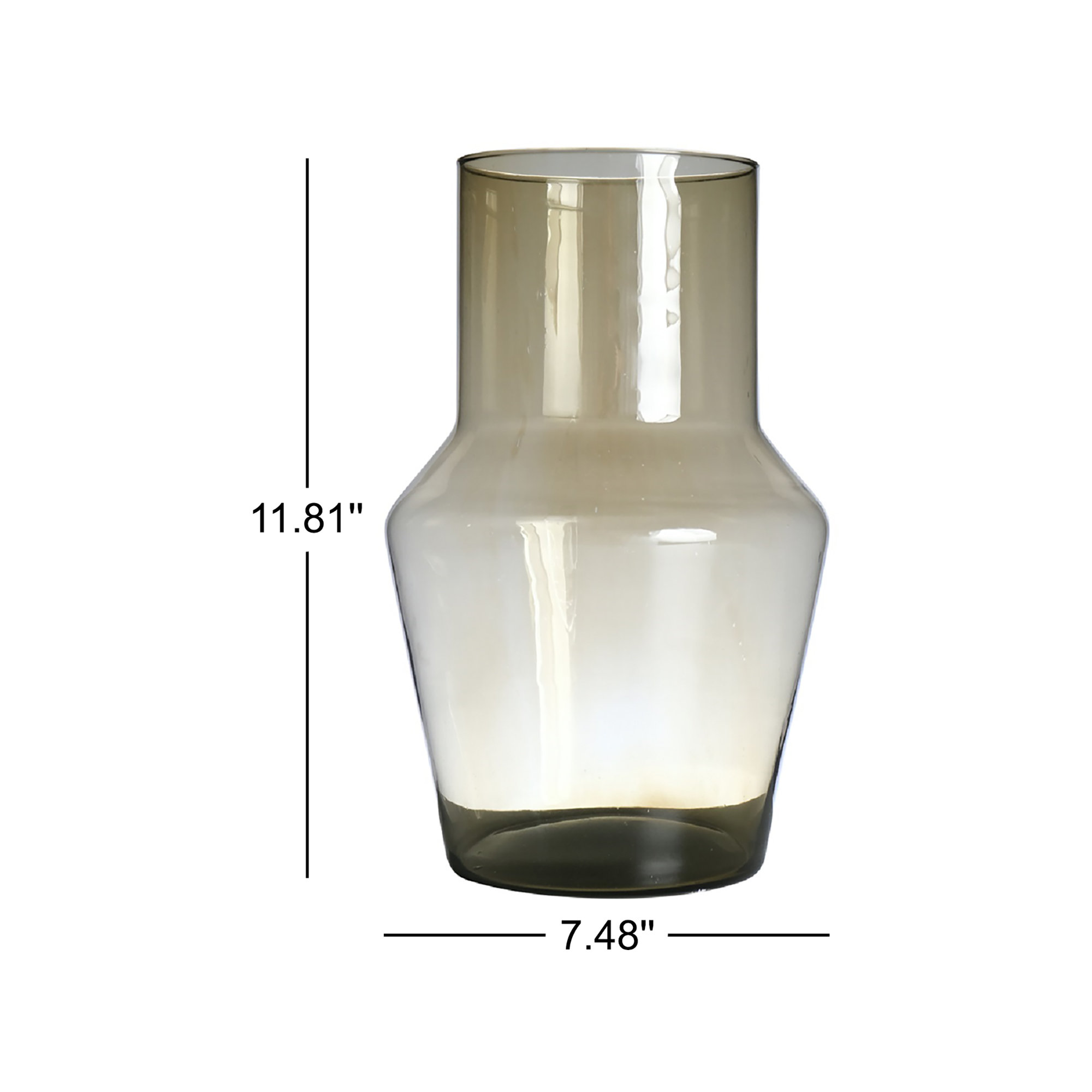 Evie Mouthblown Recycled Glass Vase, Clear, 11.81" H x 7.48" W x 7.48" D