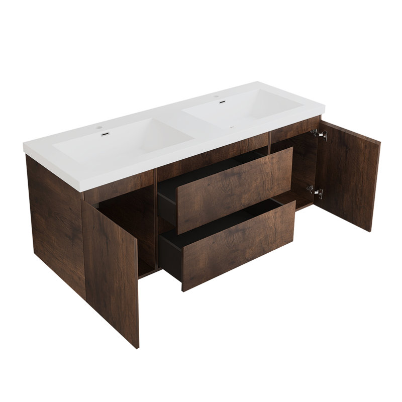 Ensemble de meuble-lavabo double 60 po avec dessus Gouin, Palissandre