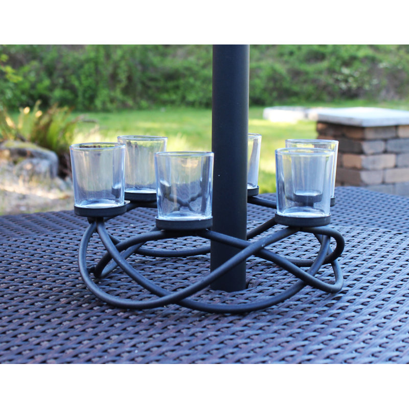 Centre de table avec porte-bougie ronde, Noir / Transparent