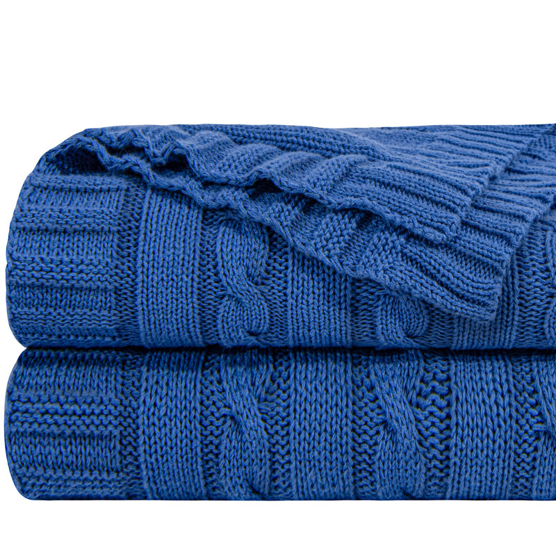 Couverture tricotée 100% pur coton, couverture tricotée douce et chaude, lavable à la machine, utilisation intérieure et extérieure