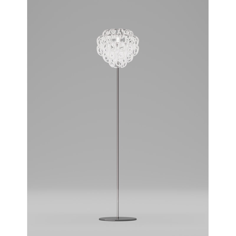 Giogali Floor Lamp Crystal Amber Matt Bronze 1 E26 Ul 1, White, Glossy Chrome