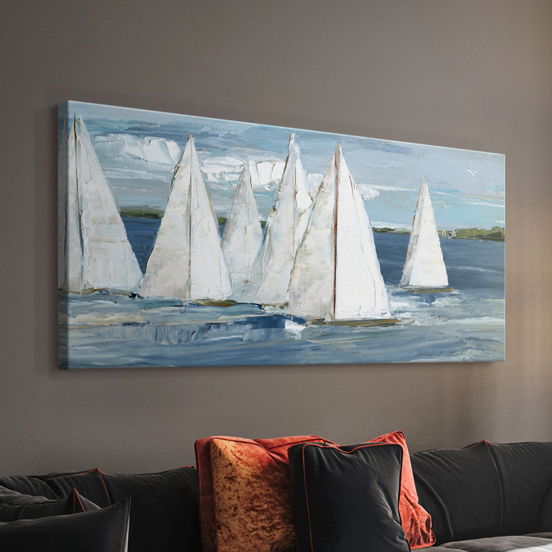 Voiles blanches - Toile tendue avec châssis - Prêt à accrocher, H 16 po x l 32 po