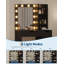 Coiffeuse de maquillage avec lumières, bureau de coiffeuse avec station de charge, étagère de rangement, table de maquillage à 4 tiroirs avec miroir éclairé, coiffeuse de chambre à coucher réglable à 3 modes d'éclairage-1149495136