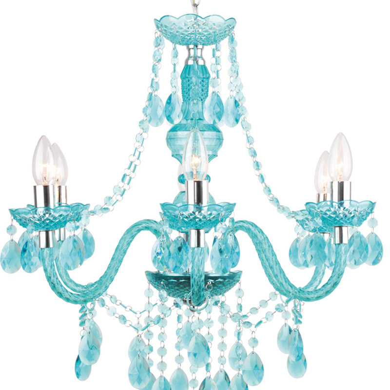 Puckett 6 - Light Candle Style Chandelier, Blue