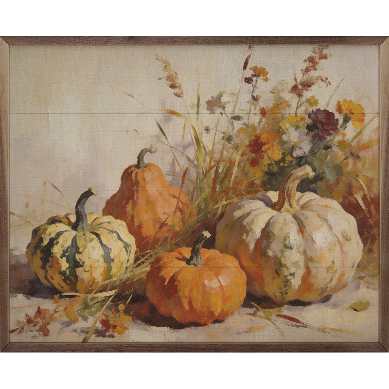 Citrouilles avec feuilles de chêne et glands, H 24 po x l 30 po