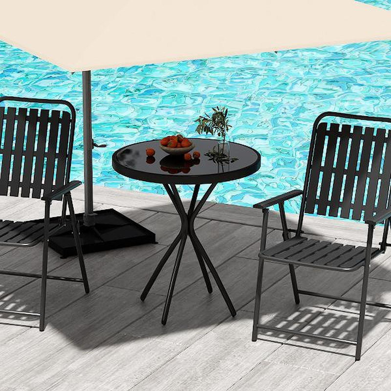 Table d'appoint en verre trempé - capacité de 250 lb, résistante aux intempéries pour balcon, jardin, terrasse