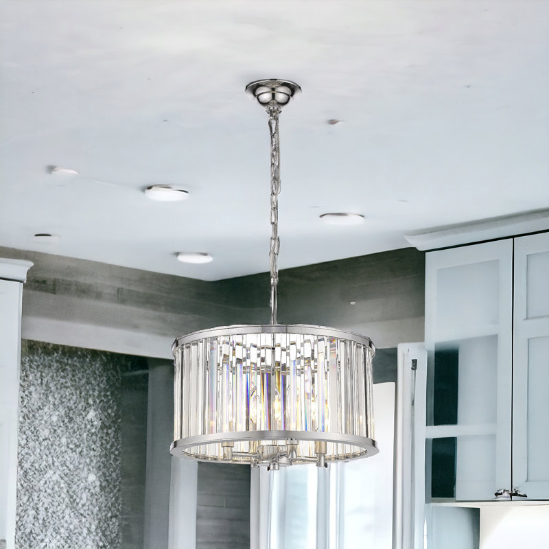 Luminaire suspendu tambour lanterne 4 lumières Cherine