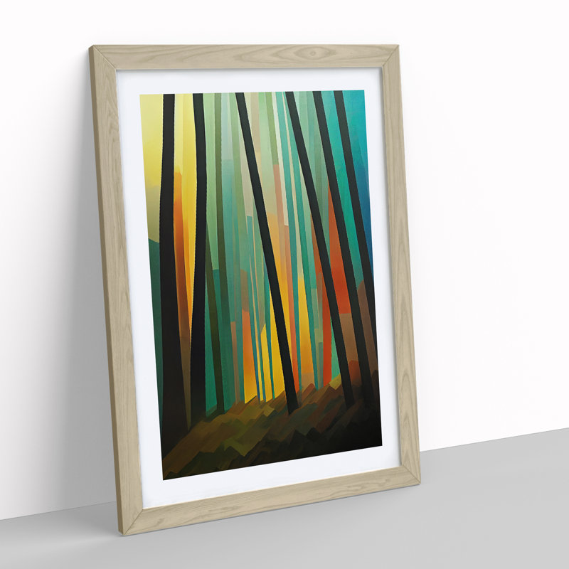 Unusual Forest Abstract - Single Picture Frame Painting, 64cm H x 46cm W x 2cm D, Oak