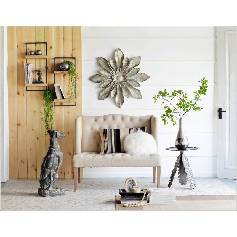 Iron And Wood Wall Shelf With Two Shelves