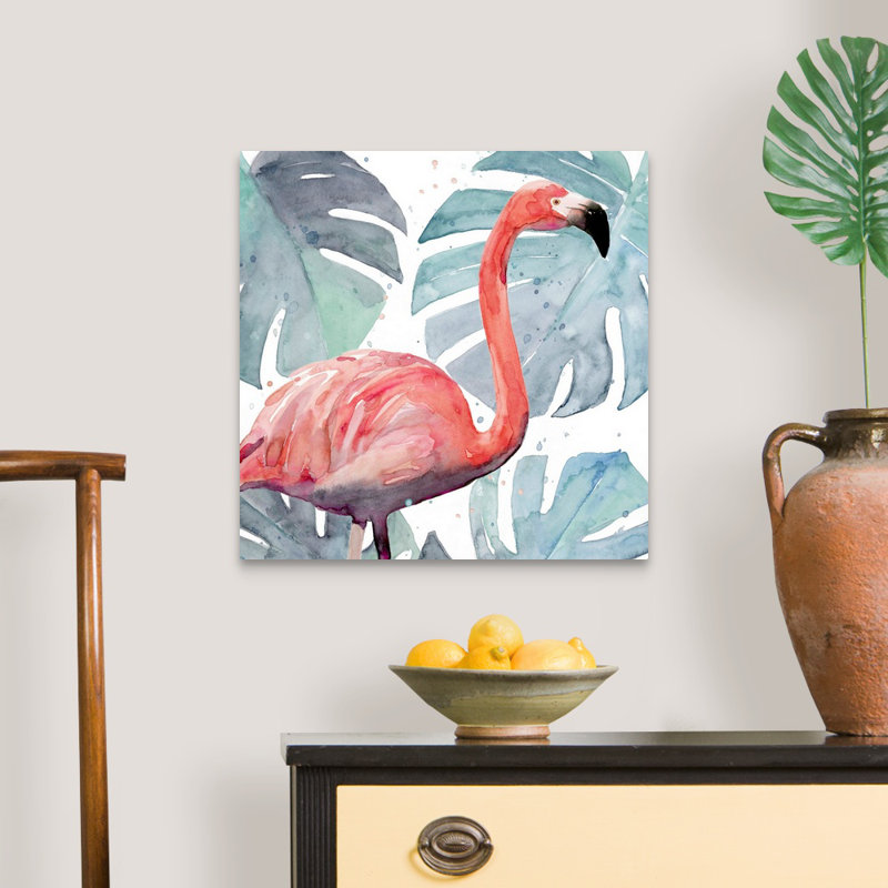 «Flamingo Splash I», art mural sur toile, Toile tendue, H 20 po x l 20 po