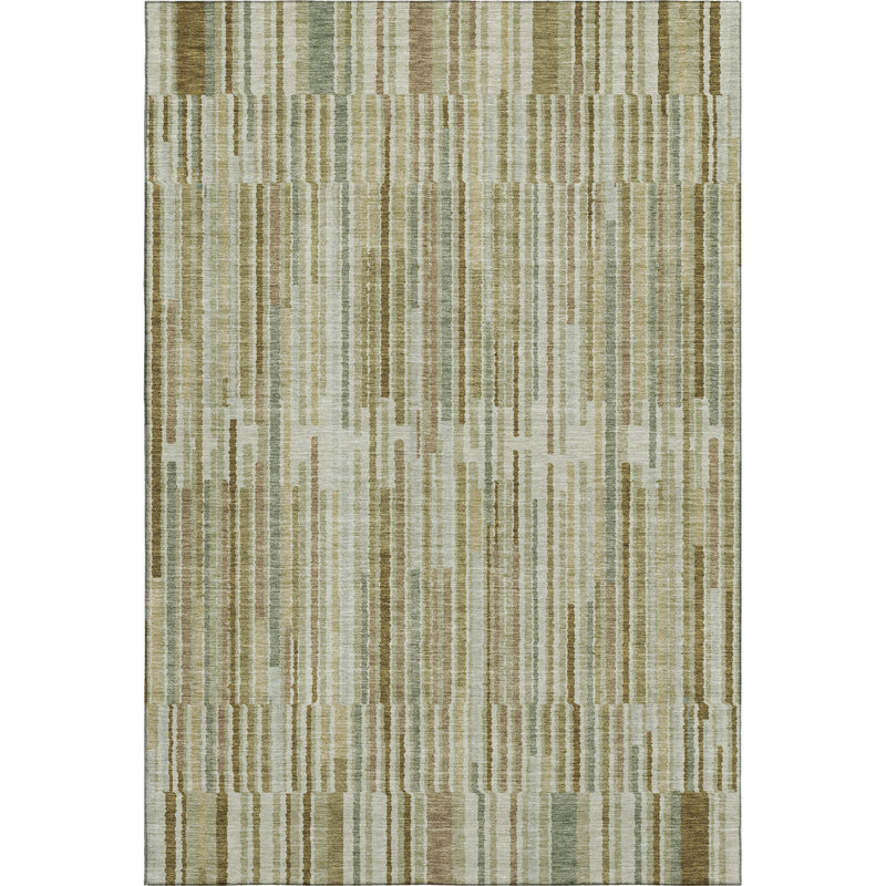 Premium Machine Washable Mayfield AMF2102 Striped Rug, Terracotta, 9' x 12'