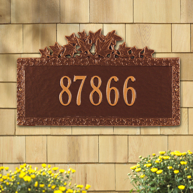 Plaque d'adresse murale 1 ligne Ivy, Cuivre antique, Oui