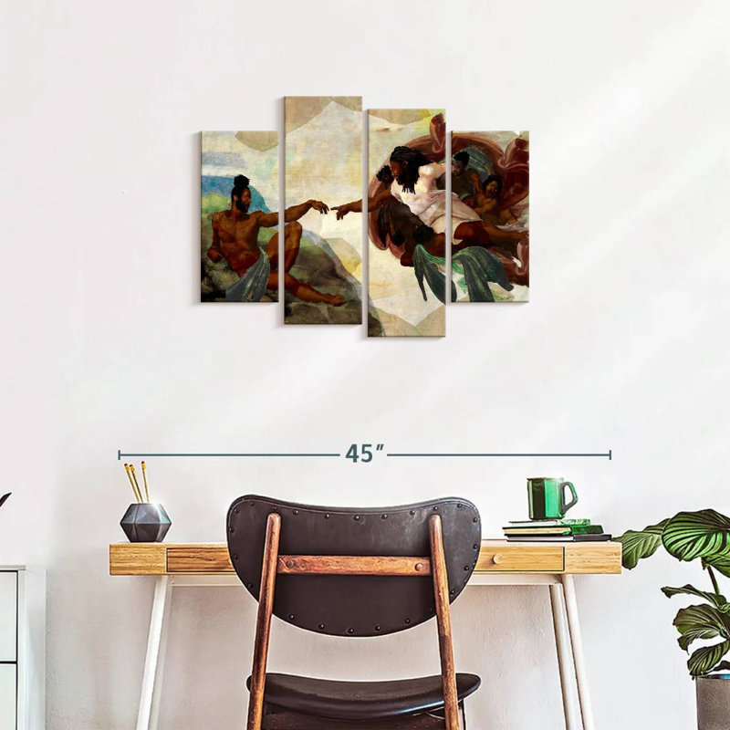 Impression sur toile multi-pièces, "création de Adam", H 22 po x l 36 po x P 1 po