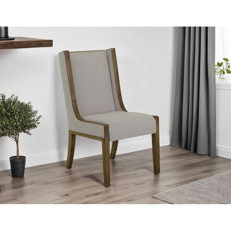 Chaises avec revêtement, Bois naturel, Polyester ivoire