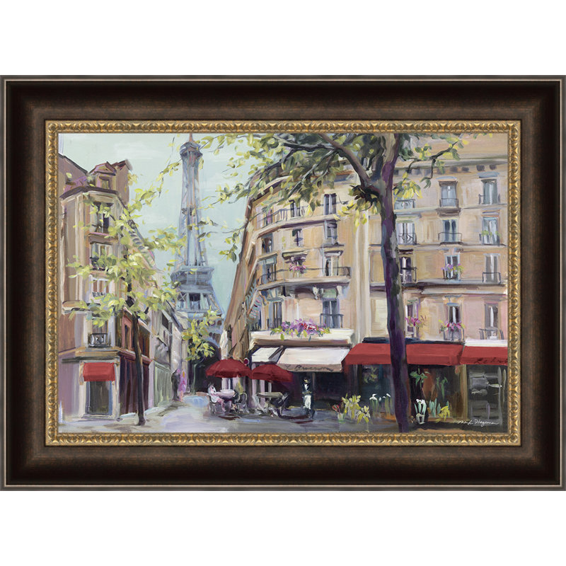 Springtime in Paris Framed Landscape Canvas Print