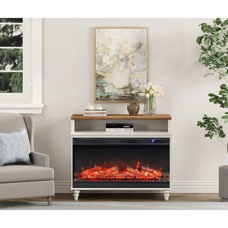 Meuble télé 3 faces pour foyer de campagne | Foyer électrique 37,4 po Highboy | Console multimédia avec rangement