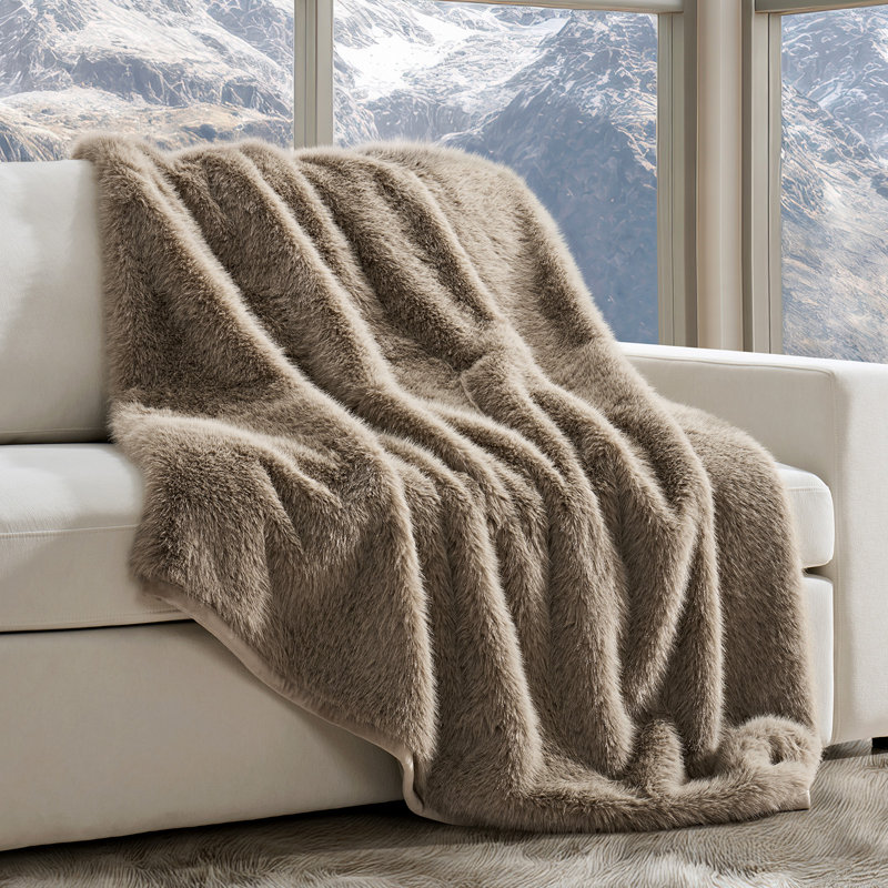 Jeté en fausse fourrure Aspen Luxe, Throw, Vison naturel