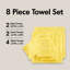 Lot de 1 serviette de bain 100 % coton, 800 g/m², jaune doux, pour la maison