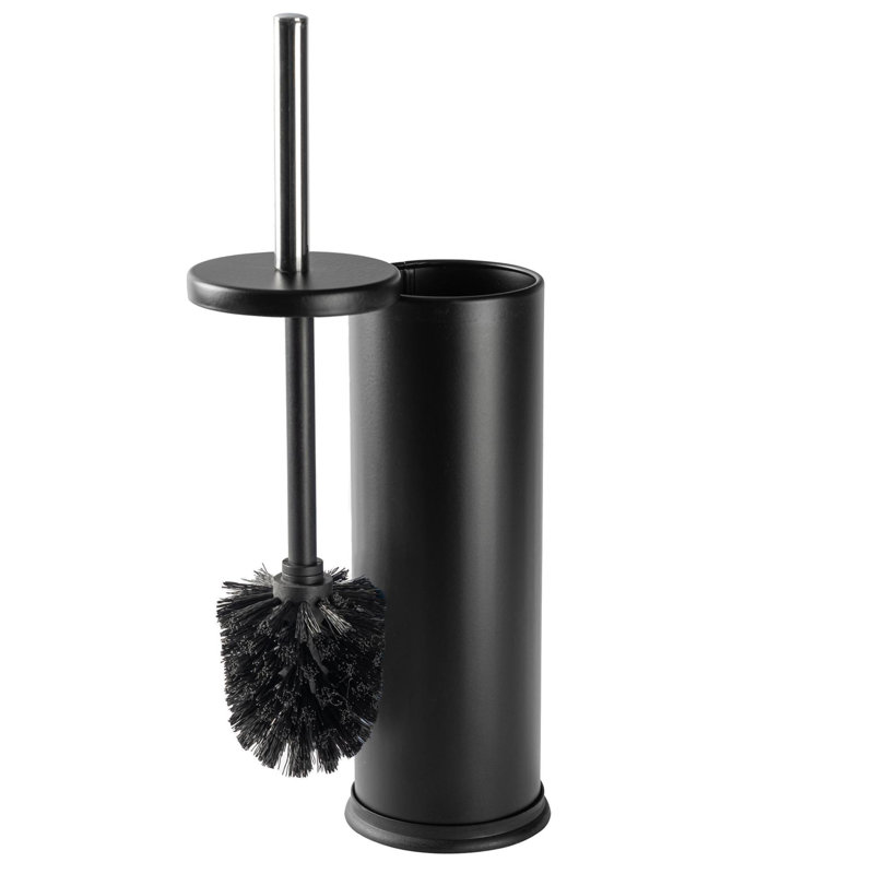 Harbour Housewares - Round Toilet Brushes with Holder, Matte Black