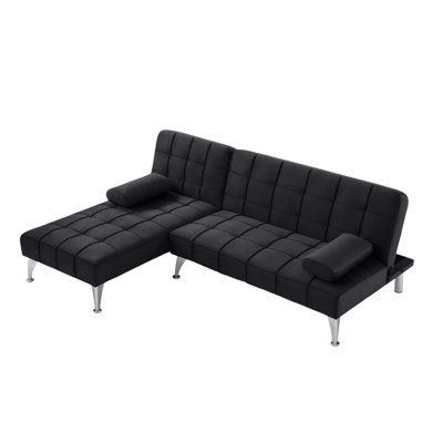 107" Velvet Reversible L Sectional Sleeper Sofa With Chaise