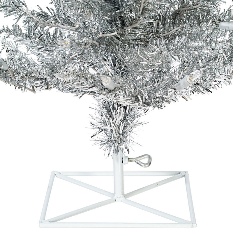 Silver 2' Pre-Lit Christmas Tree