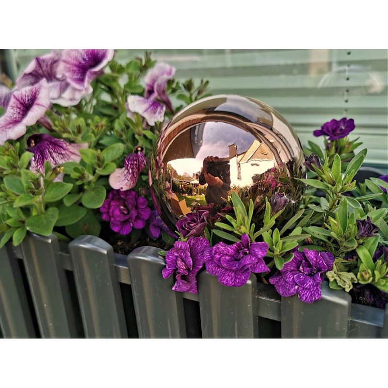 Chaitan Stainless Steel Gazing Ball, 20cm H x 20cm W x 20cm D, Golden rose, 1