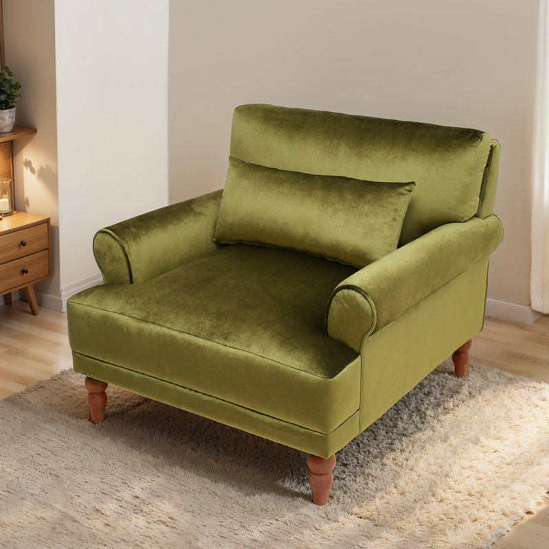 Accent Chair,Upholstered Living Room Chairs, Green Velvet