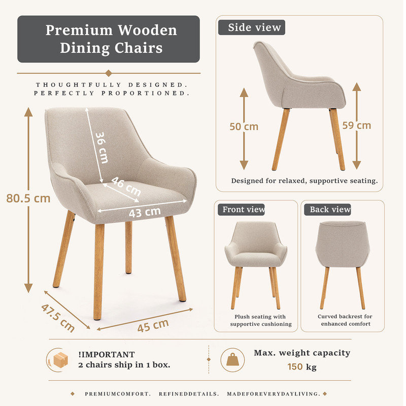 50 cm H Upholstered Armchair, Beige, Beige