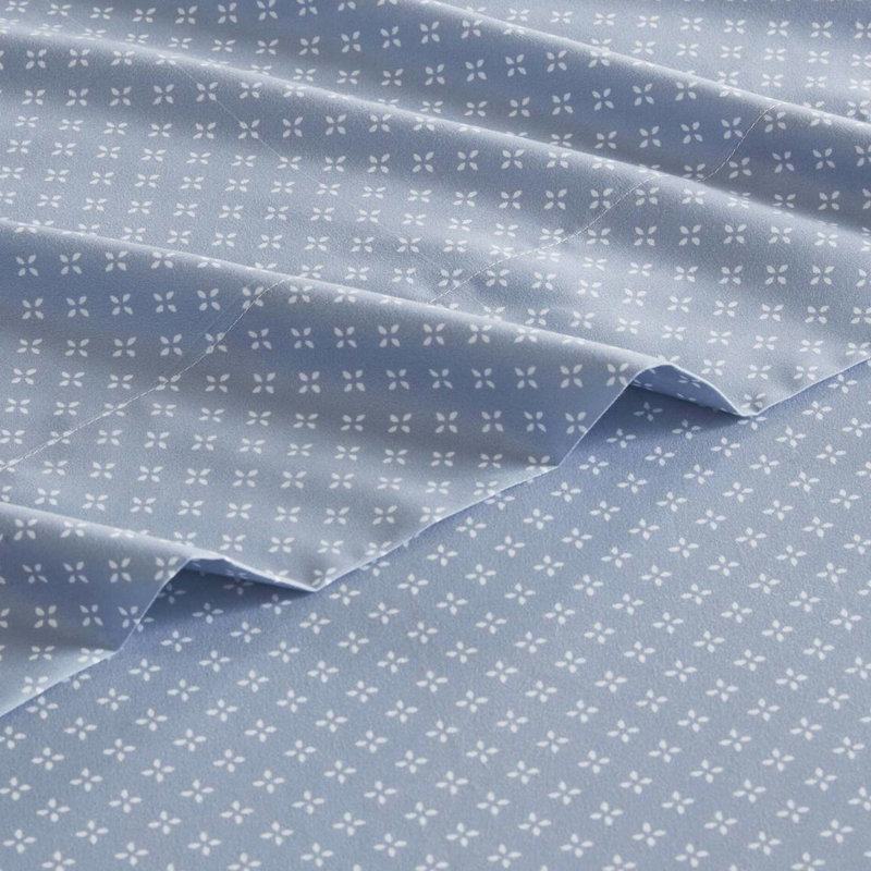 Très grand lit - édredon bleu, draps, 2 taies décoratives et drap bleu, très grand, pour matelas de 16 po