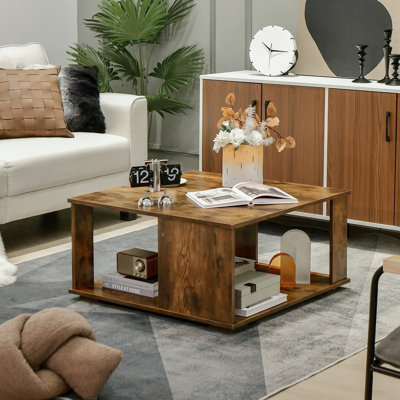 Zeman Floor Shelf Coffee Table with Storage