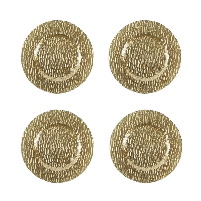 Ensemble de 4 assiettes de présentation Frankford, 13 po, argent, Doré