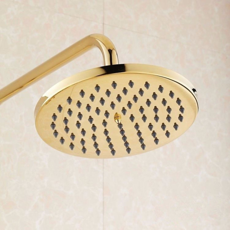 Juno Round Rain Gold Brass Shower Mixer Faucet with Hand Held Shower