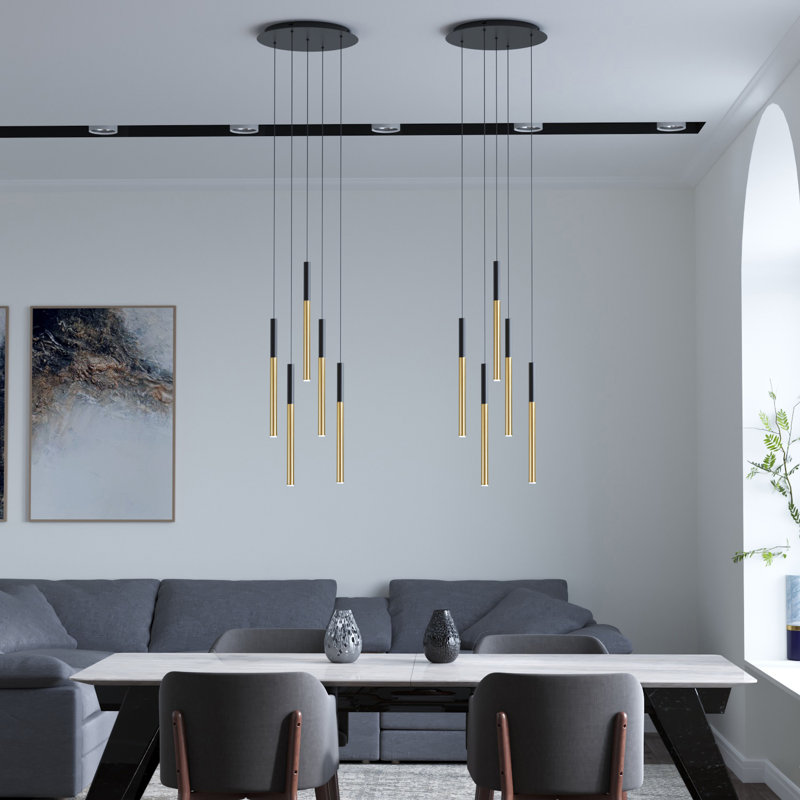 Baileyton 5 - Light Cluster Pendant, Black Top/Brushed Brass