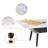 Landon 47" Coffee Table With Glass White Marble Texture Top And Bent Wood Design-1153873082