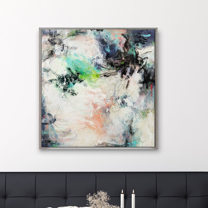 Midnight And Lace Print by Patricia Schwimmer, Silver Framed Canvas, 42" H x 42" W x 2.5" D