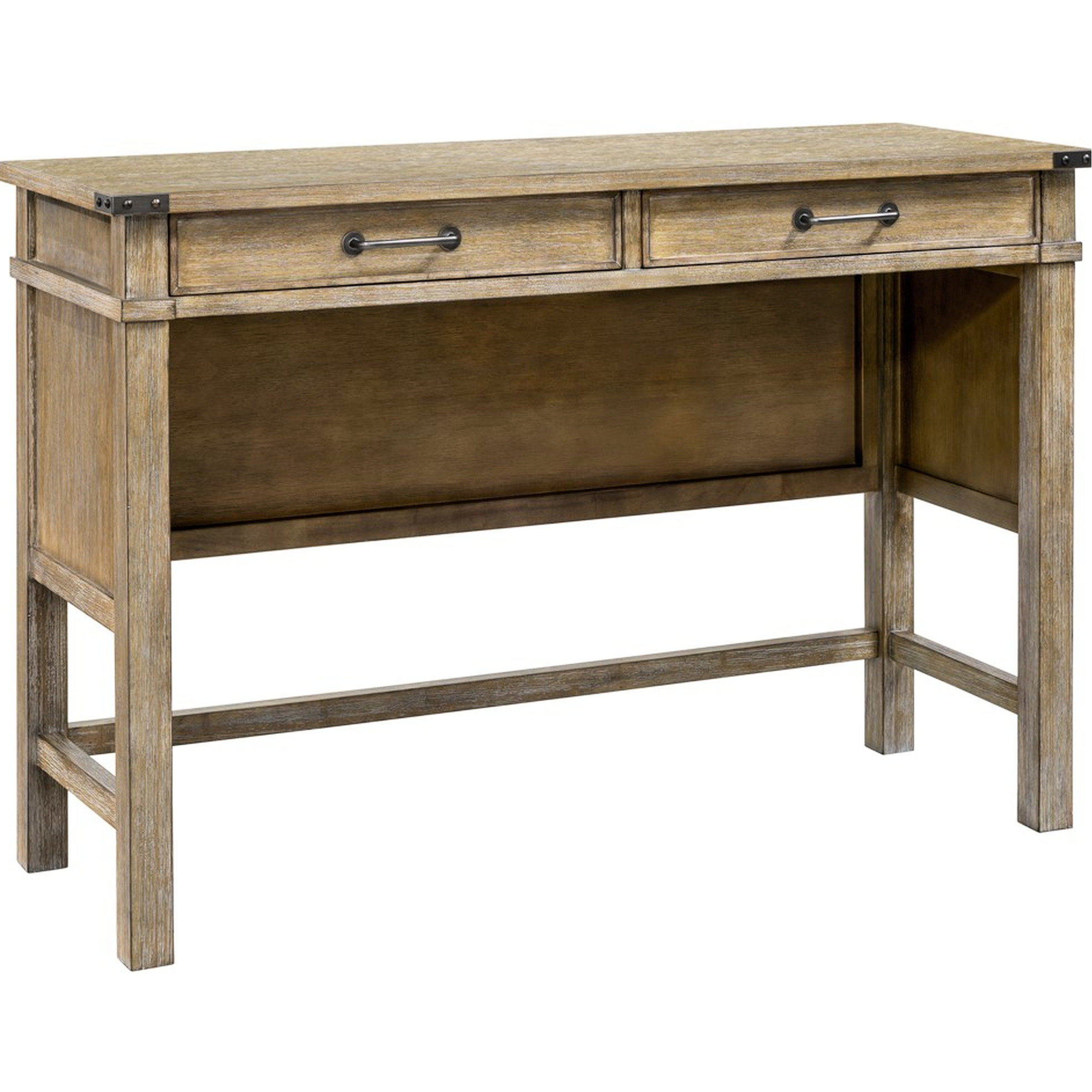 Contemporary A Shape Reclaimed Wood Finish 2 Drawer End Table