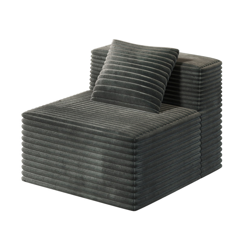 Simple modulaire, revêtement en velours côtelé gris, sièges confortables, espace de vie modulaire en velours côtelé, espace principal