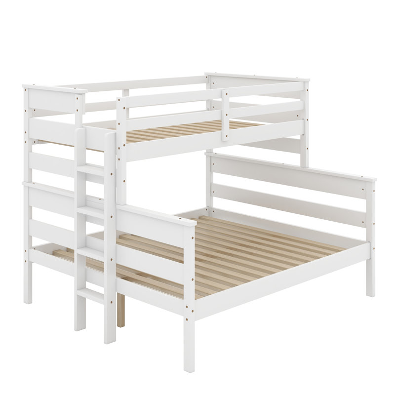 Wood Twin XL Over Queen Bunk Bed With Ladder