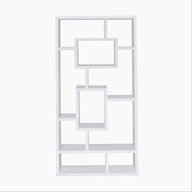 Bibliothèque rectangulaire à 10 tablettes en blanc, Blanc