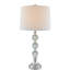 Ensemble de 2 lampes de table modernes en cristal transparent de 70 cm (27,5 po) avec abat-jour blanc et base en nickel, intensité variable à 3 niveaux, pour chambre et salon.
