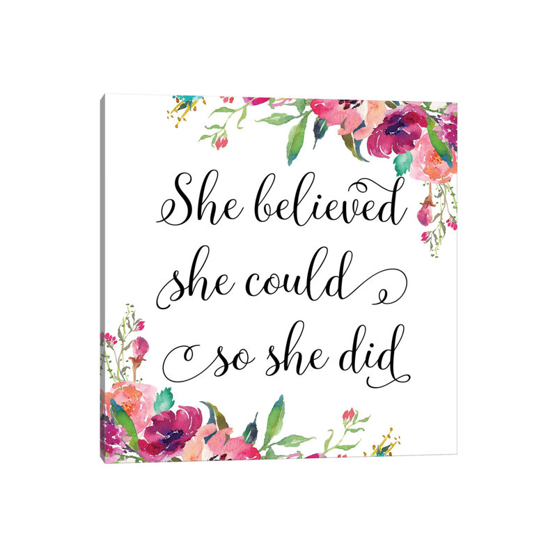 She Believed She Could So She Did II - Print on Canvas, 93.98cm H x 93.98cm W x 1.91cm D, Wrapped Canvas
